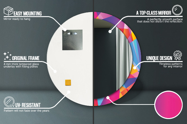 Miroir rond imprimé Composition géométrique
