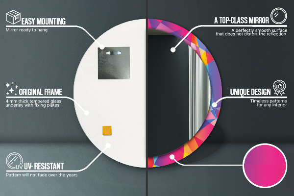 Miroir rond imprimé Composition géométrique