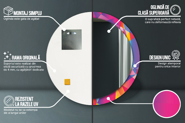 Miroir rond imprimé Composition géométrique