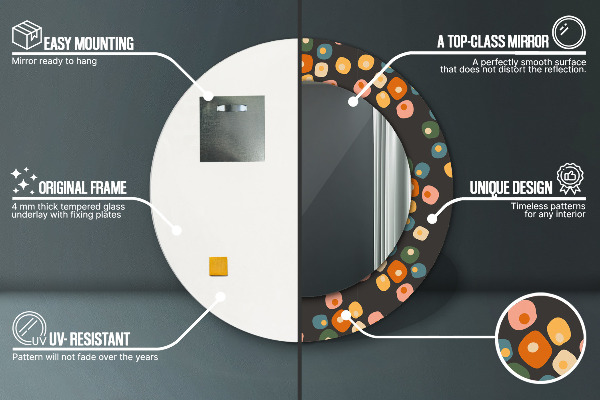 Miroir rond imprimé Pottes de fleurs