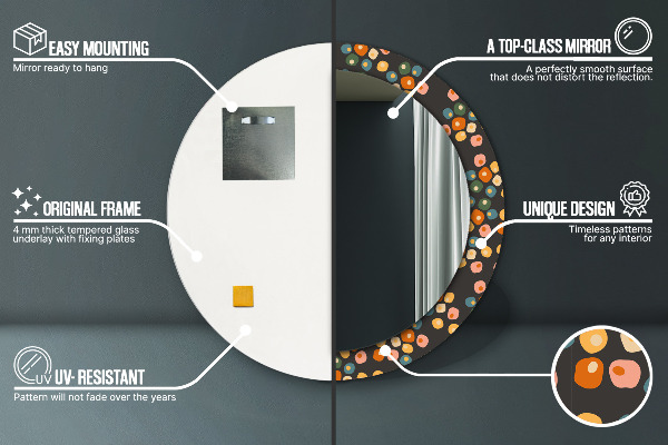 Miroir rond imprimé Pottes de fleurs
