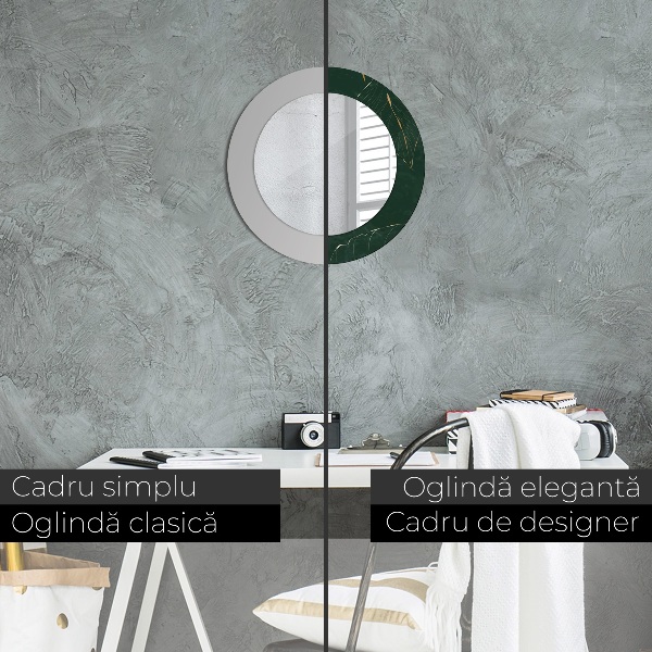 Miroir rond imprimé Feuilles dorées délicates