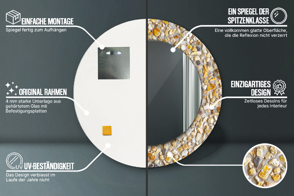 Miroir rond cadre avec impression Modèle lastrique