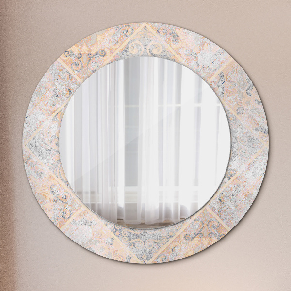 Miroir rond cadre avec impression Mosaïque minable