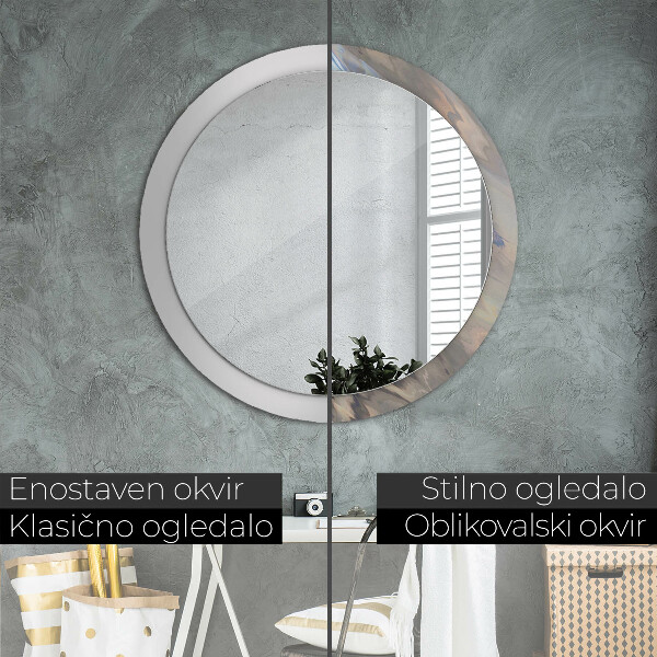 Miroir rond cadre avec impression Texture holographique