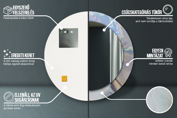 Miroir rond cadre avec impression Texture holographique