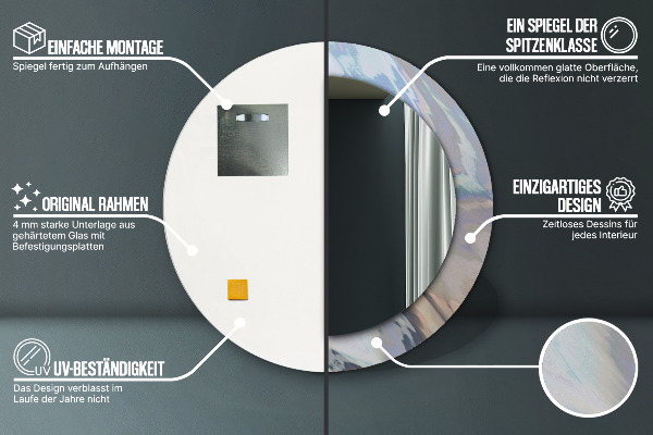 Miroir rond cadre avec impression Texture holographique