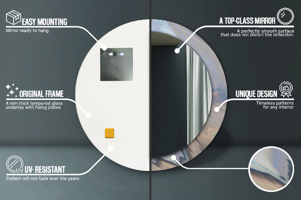 Miroir rond cadre avec impression Texture holographique