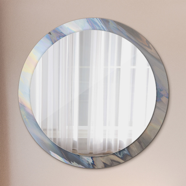 Miroir rond cadre avec impression Texture holographique