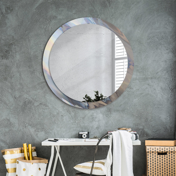 Miroir rond cadre avec impression Texture holographique