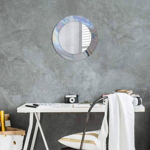 Miroir rond cadre avec impression Texture holographique
