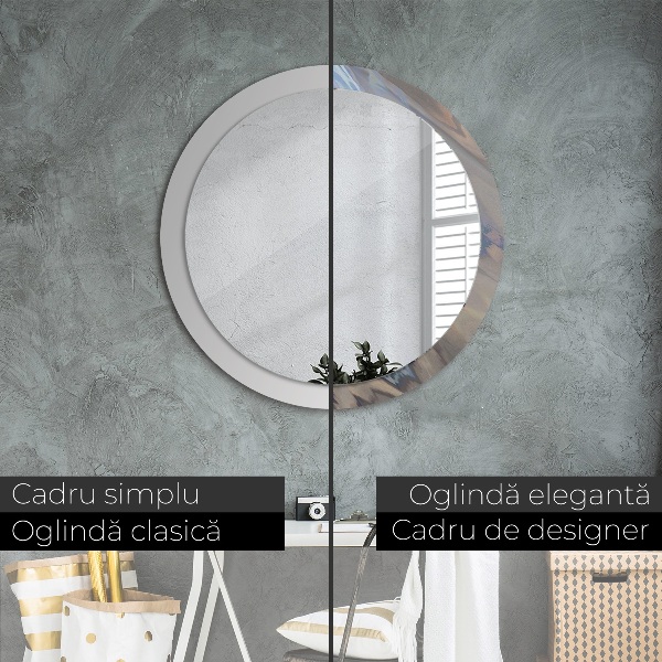 Miroir rond cadre avec impression Texture holographique