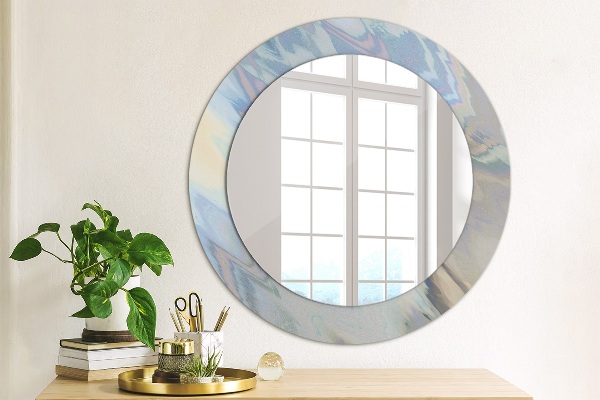Miroir rond cadre avec impression Texture holographique