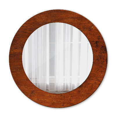 Miroir rond cadre avec impression Bois naturel