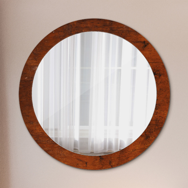 Miroir rond cadre avec impression Bois naturel