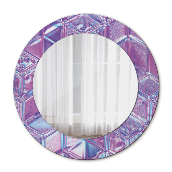 Miroir rond cadre avec impression Résumé surréaliste