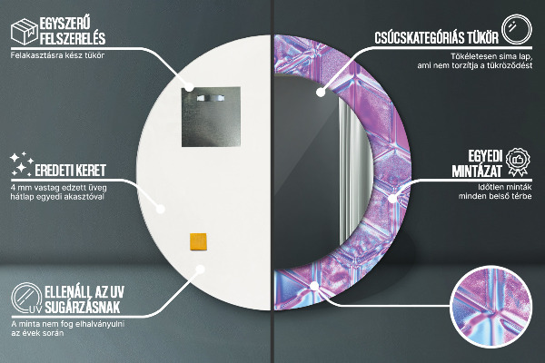 Miroir rond cadre avec impression Résumé surréaliste