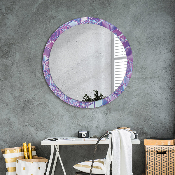 Miroir rond cadre avec impression Résumé surréaliste