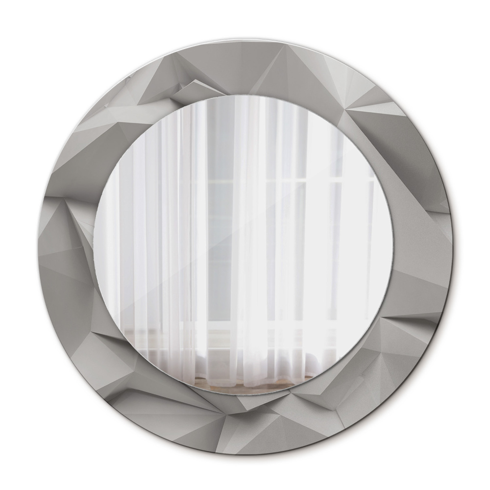 Miroir rond cadre avec impression Crystal blanc abstrait