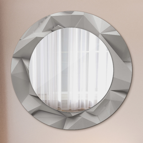 Miroir rond cadre avec impression Crystal blanc abstrait