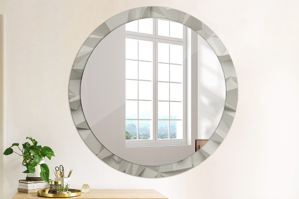 Miroir rond cadre avec impression Crystal blanc abstrait