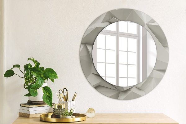 Miroir rond cadre avec impression Crystal blanc abstrait