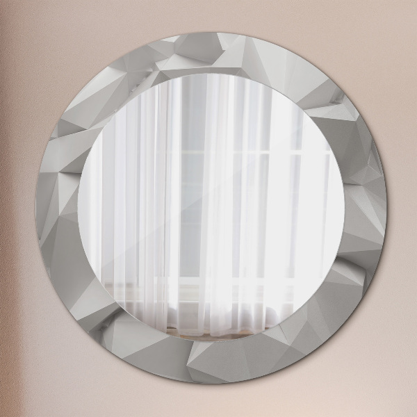 Miroir rond cadre avec impression Crystal blanc abstrait