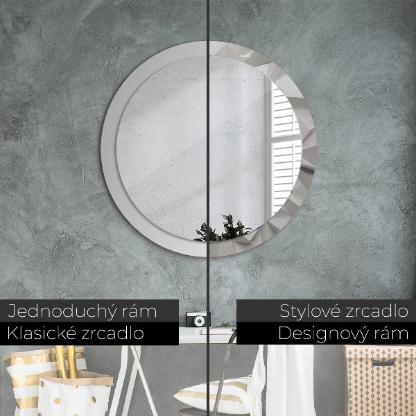 Miroir rond cadre avec impression Crystal blanc abstrait