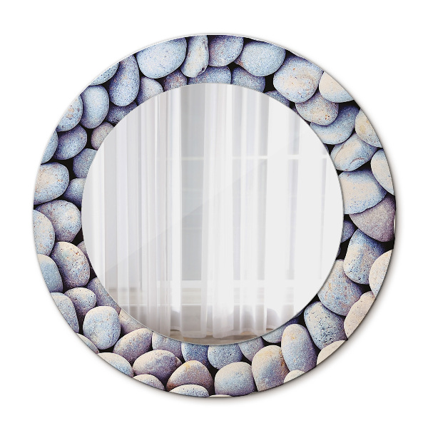 Miroir rond cadre avec impression Roue de pierres de mer