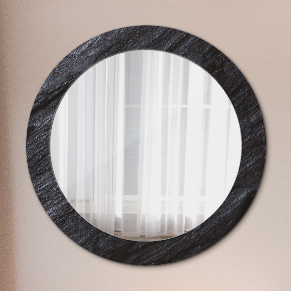 Miroir rond cadre avec impression Pierre noire