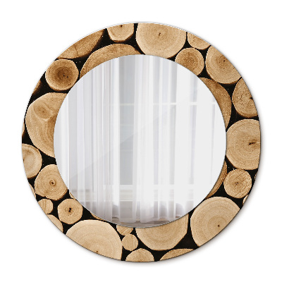 Miroir rond avec décoration Bûches