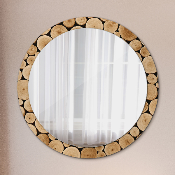 Miroir rond avec décoration Bûches
