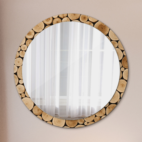 Miroir rond avec décoration Bûches