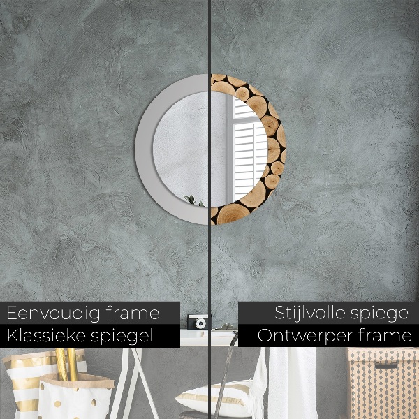 Miroir rond avec décoration Bûches