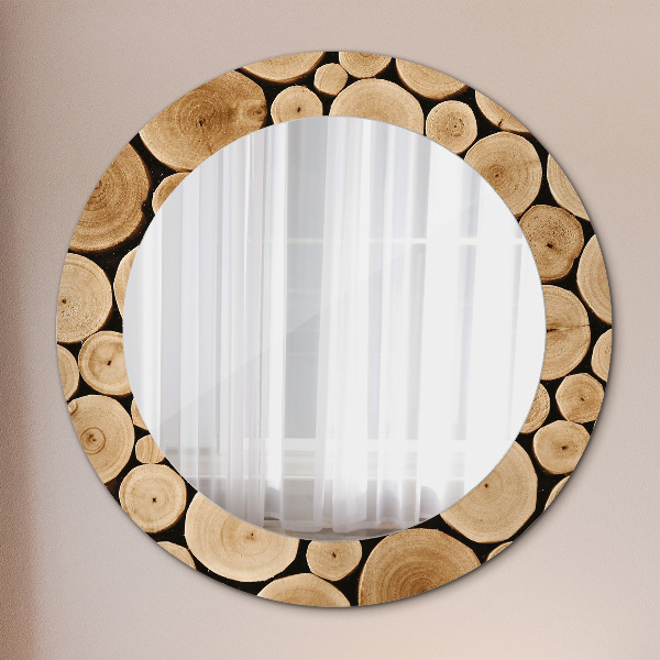 Miroir rond avec décoration Bûches