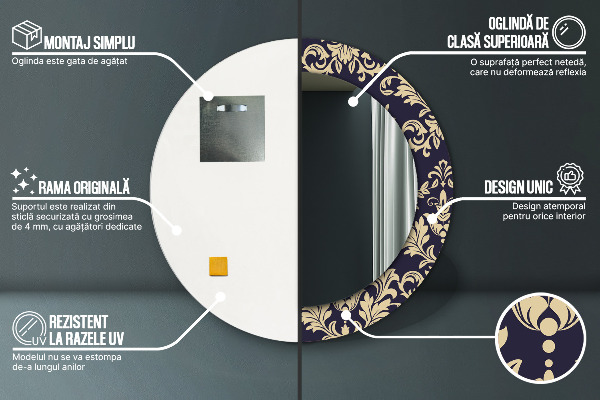 Miroir rond avec décoration Motif floral