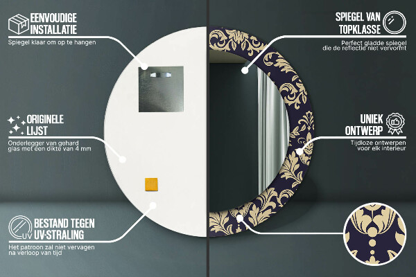 Miroir rond avec décoration Motif floral