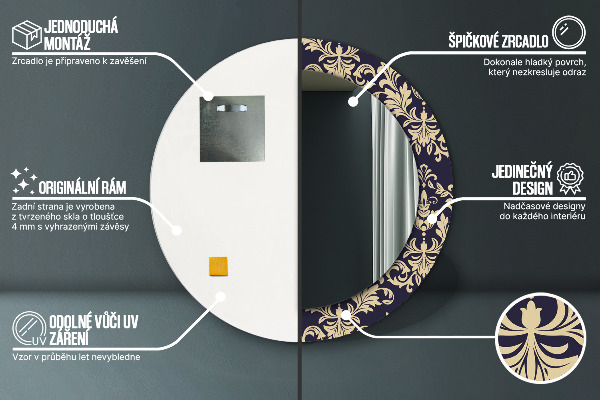 Miroir rond avec décoration Motif floral