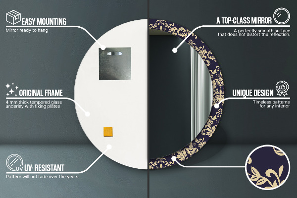 Miroir rond avec décoration Motif floral