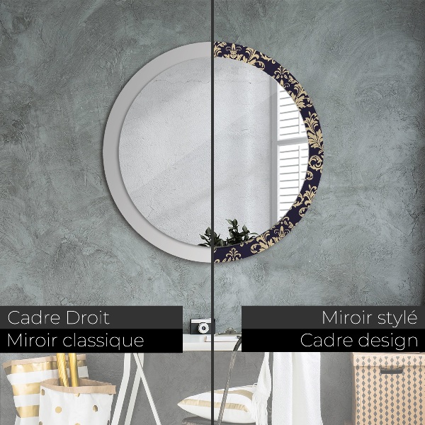 Miroir rond avec décoration Motif floral