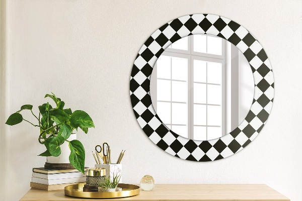 Miroir rond avec décoration Bureau d'échecs