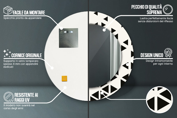 Miroir rond avec décoration Résumé géométrique