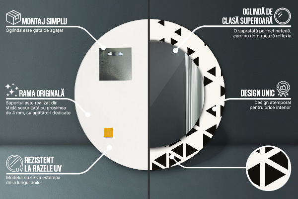 Miroir rond avec décoration Résumé géométrique