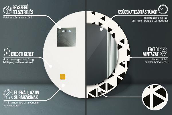 Miroir rond avec décoration Résumé géométrique