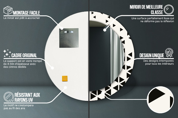 Miroir rond avec décoration Résumé géométrique