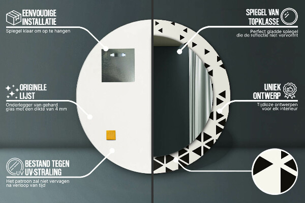 Miroir rond avec décoration Résumé géométrique