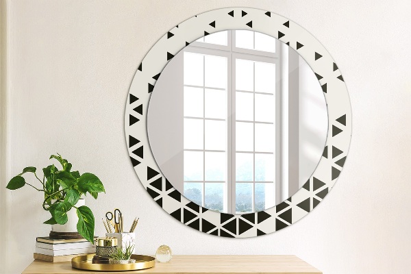 Miroir rond avec décoration Résumé géométrique