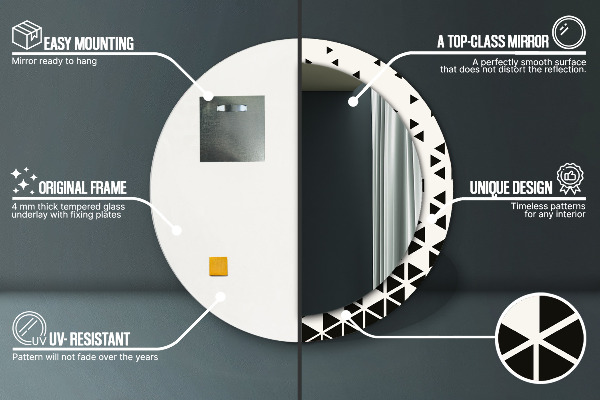 Miroir rond avec décoration Résumé géométrique
