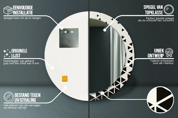 Miroir rond avec décoration Résumé géométrique