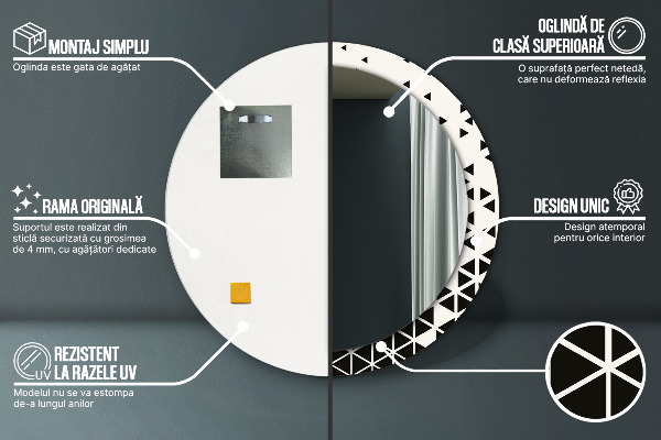 Miroir rond avec décoration Résumé géométrique